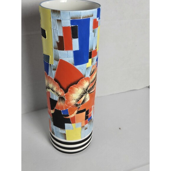 Minh Long Limited Edition  decorative vase featuring a colorful, mosaic-like... - Picture 5 of 7